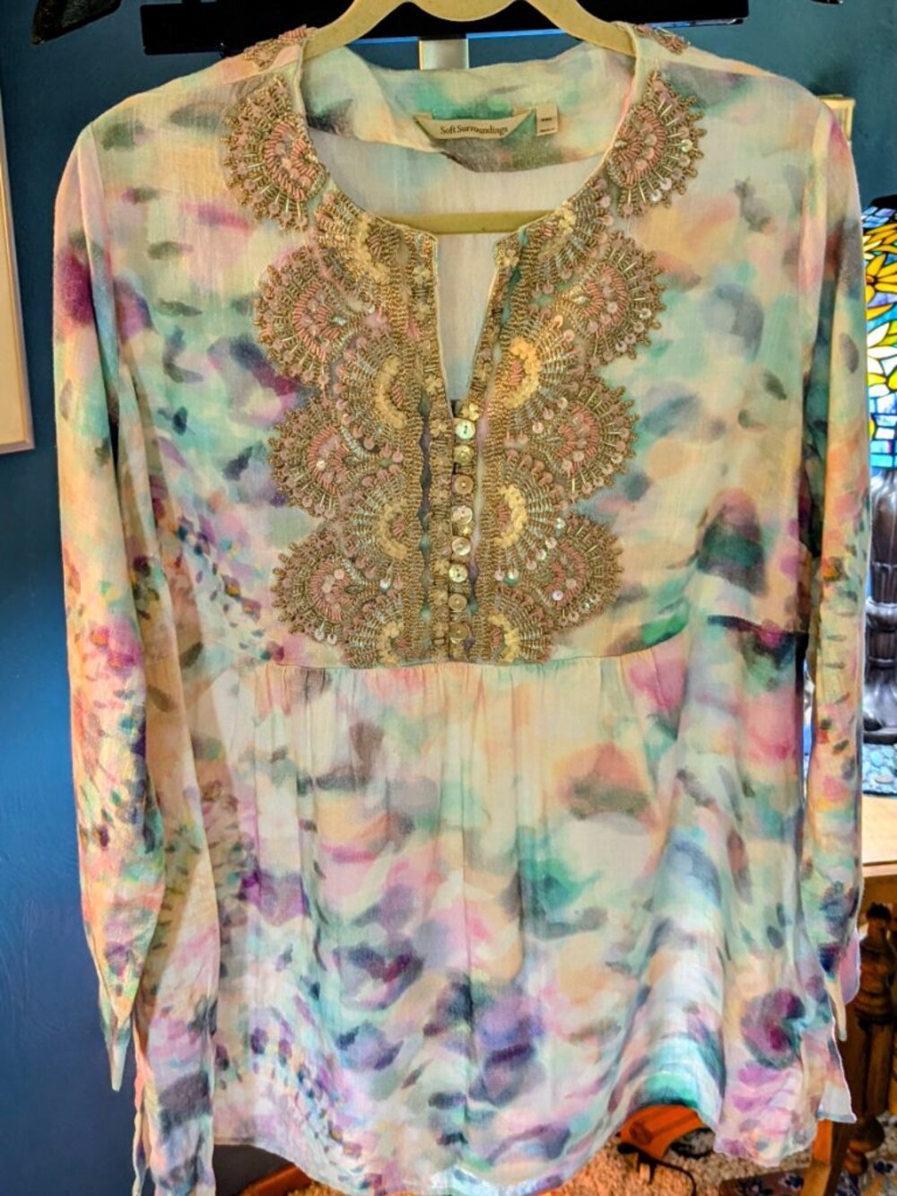 Gorgeous Soft Surroundings Pastel w/ Elaborate Details Size PXL Fit like a Large